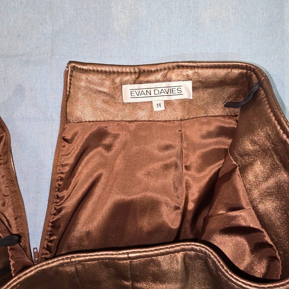 EVAN DAVIES WOMEN's Copper metallic GENUINE REAL LEATHER LINED SKIRT SIZE 14. - Picture 2 of 5